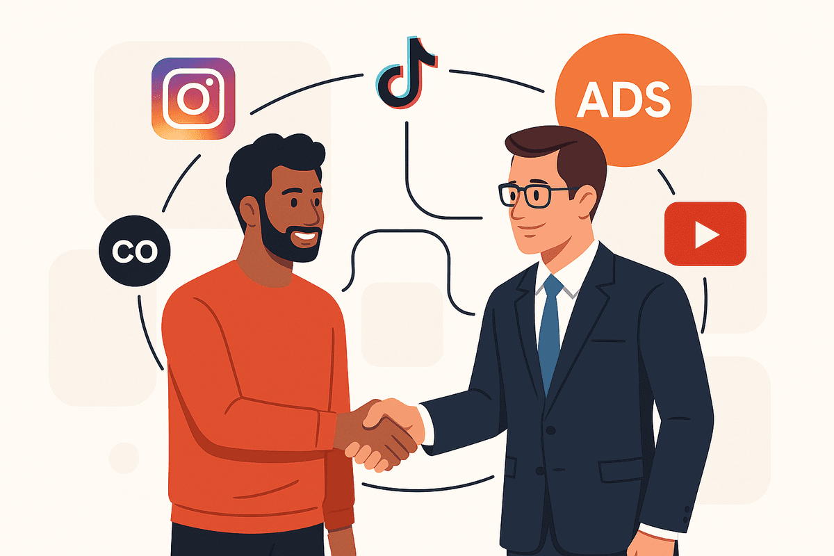 Illustration showing influencer and brand collaboration